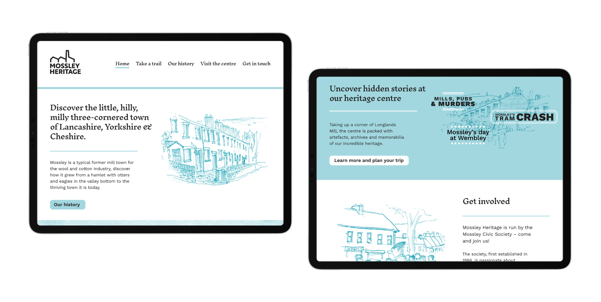 Mockups of their website on tablet